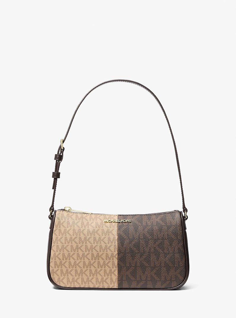 Pochette Jet Set media bicolore con logo in MARRONE MULTI | Michael Kors