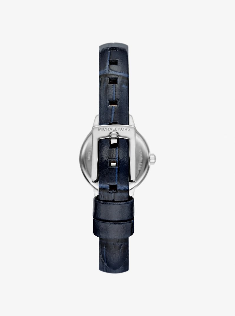 Reloj Melissa micro en tono plateado con piel con relieve de cocodrilo con pav&eacute; in PLATEADO | Michael Kors