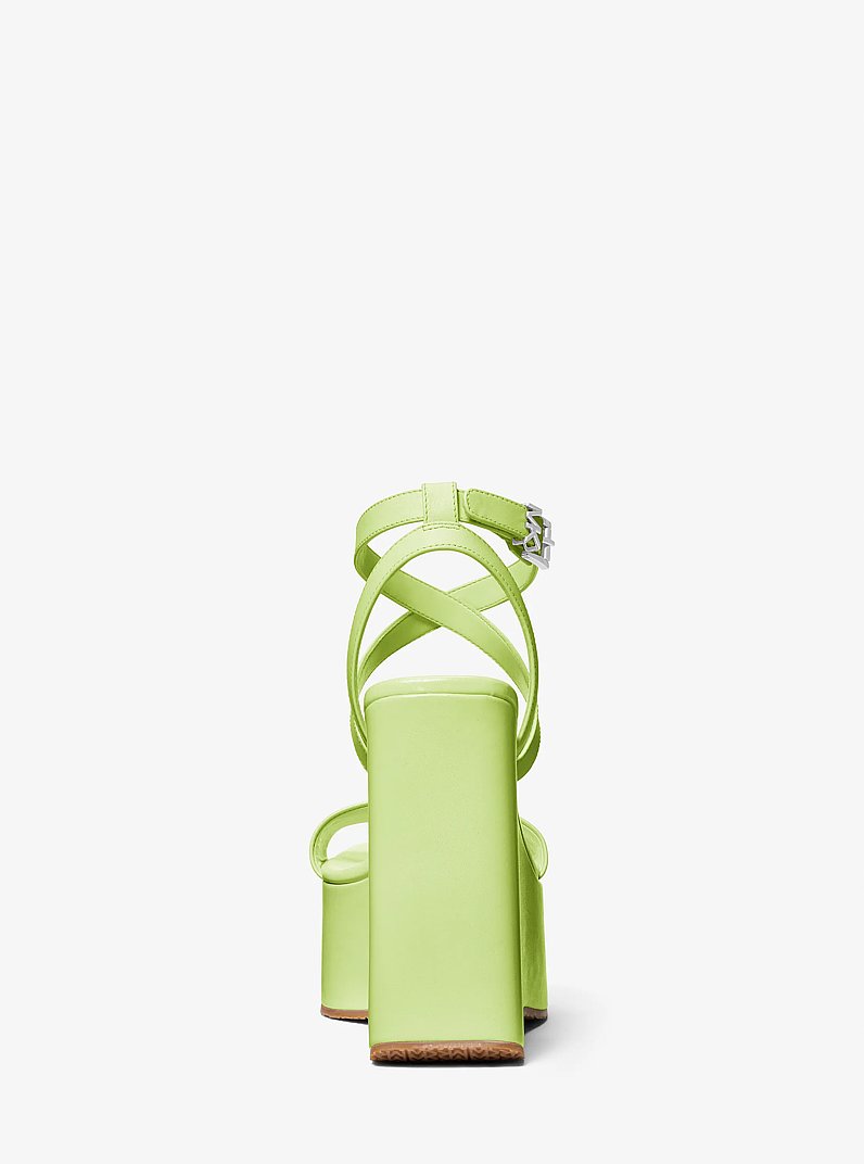Paola Leather Wedge Sandal in BRT LIMEADE | Michael Kors