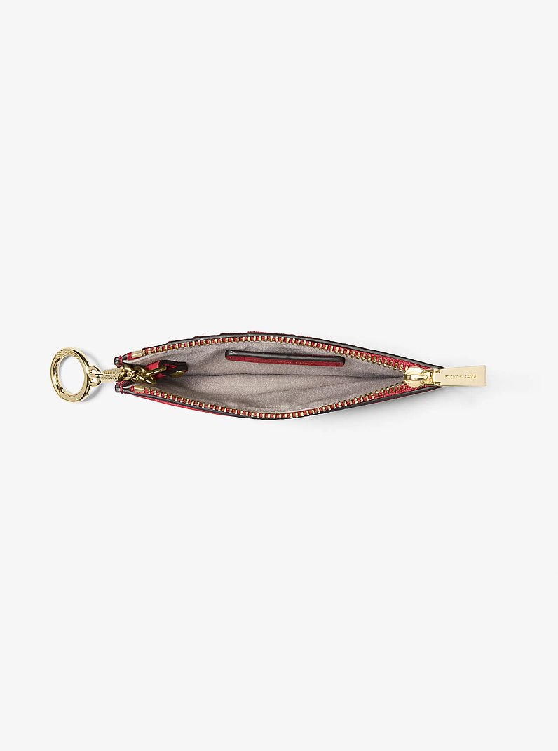 Porta carte di credito Jet Set piccolo in pelle martellata in CREMISI | Michael Kors