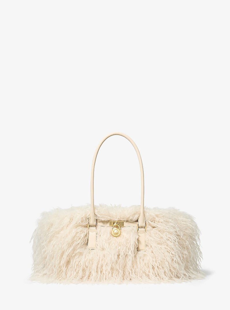 Hamilton Moderne Small Faux Shearling Satchel in NATURAL | Michael Kors