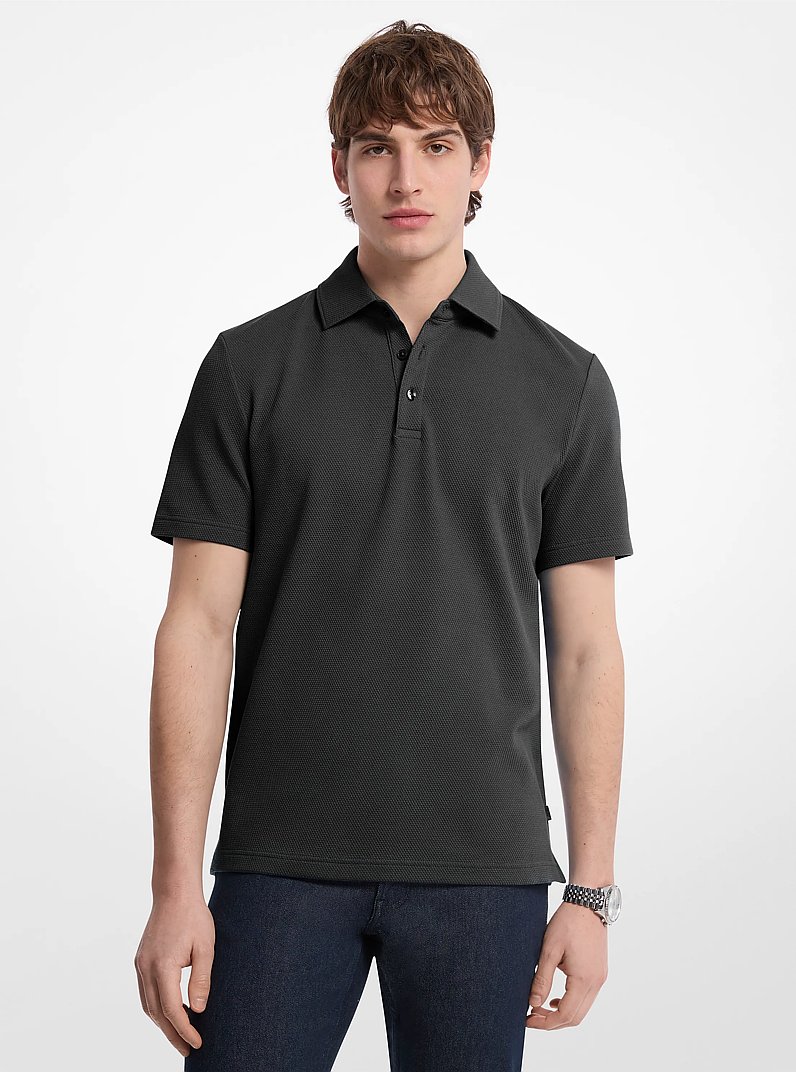 Strick-Poloshirt aus Stretch-Baumwolle in SCHWARZ | Michael Kors