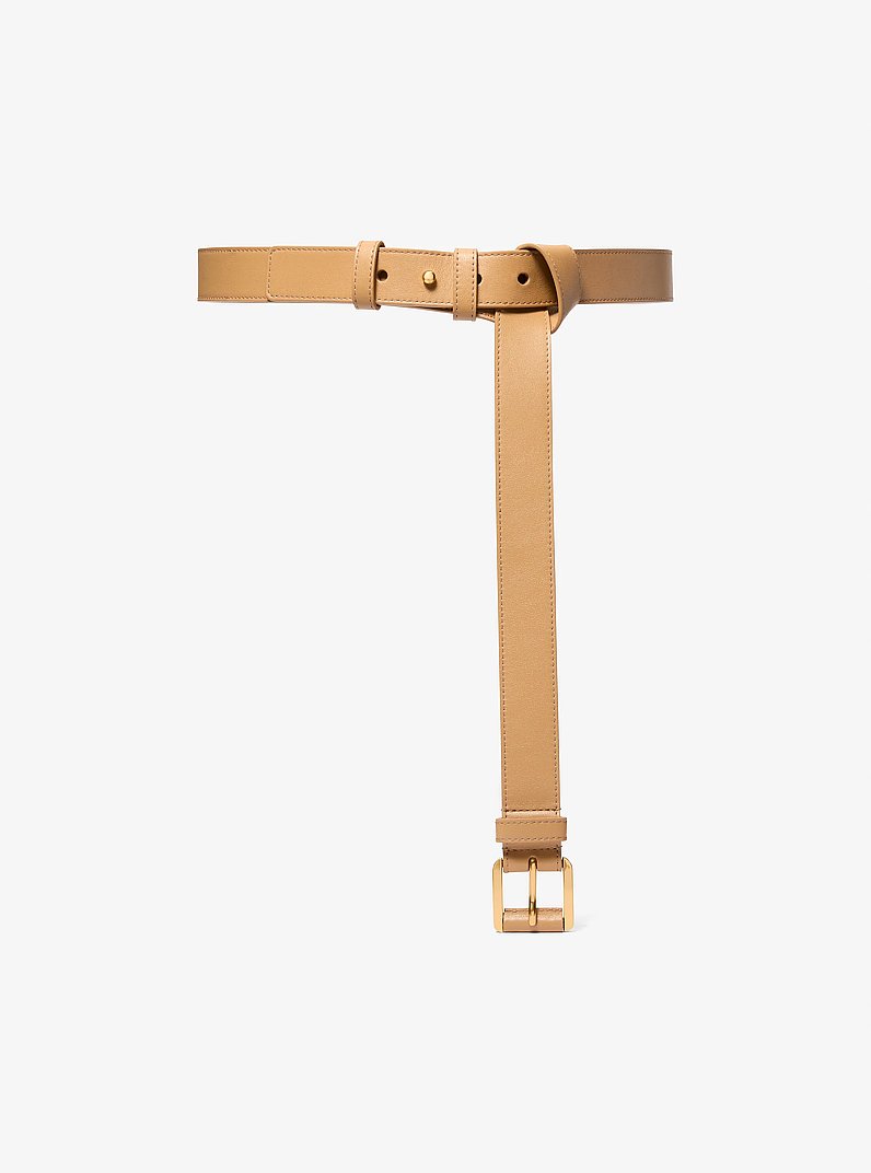 Kaitlin Leather Trouser Belt in CASHEW | Michael Kors