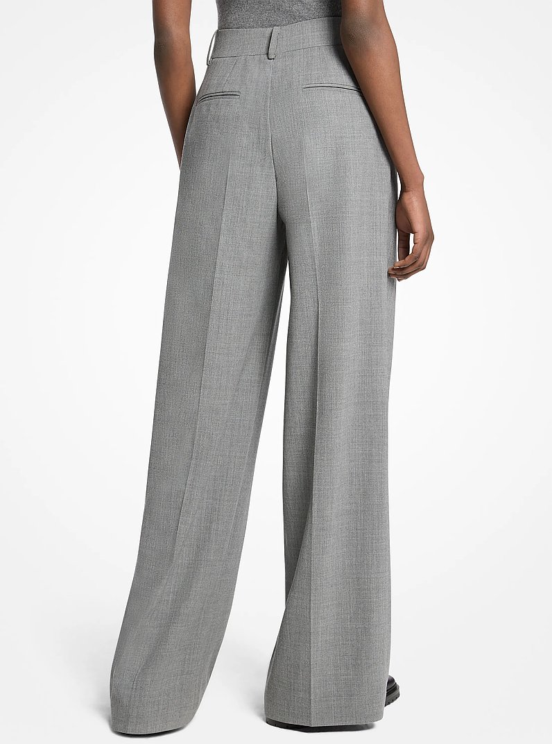 Stretch Wool Pleated Trousers in BANKER GREY | Michael Kors