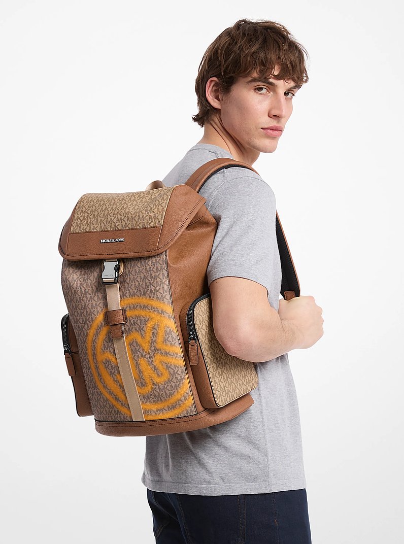 Cooper Embellished Signature Logo City Backpack in POP ORANGE | Michael Kors
