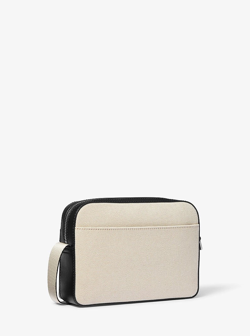 Cooper Cotton Canvas Utility Crossbody Bag in NATURAL/BLACK | Michael Kors