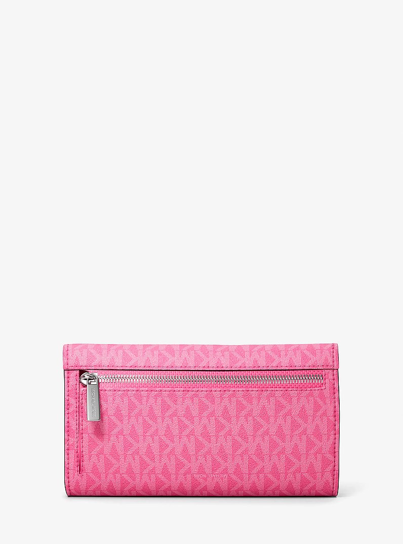 Jet Set Large Signature Logo Tri-Fold Wallet in DRAGONFRUIT - Sale