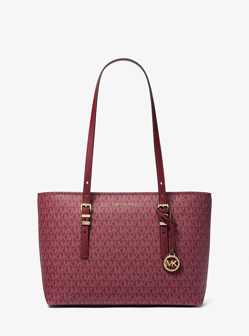 Bolso tote Quinn mediano de piel con logotipo exclusivo in MORA | Michael Kors