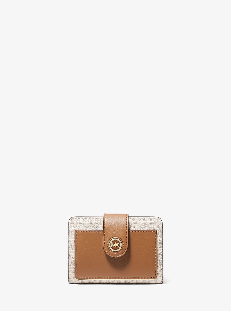 Small Signature Logo Wallet in VANILLA/ACORN | Michael Kors
