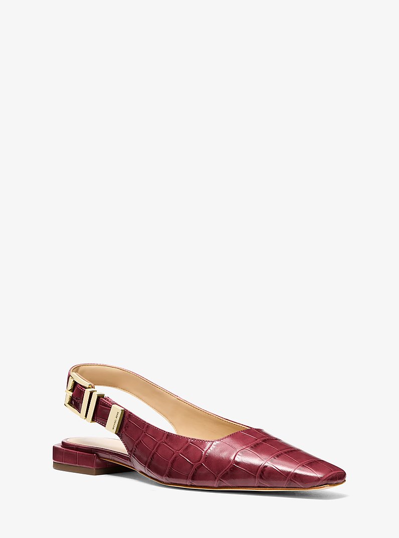 Darrington Crocodile Embossed Leather Flat