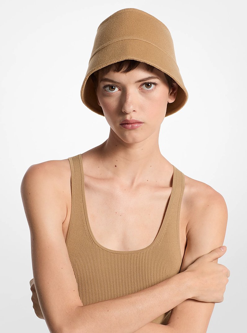 Wool Melton Bucket Hat in CAPPUCCINO | Michael Kors