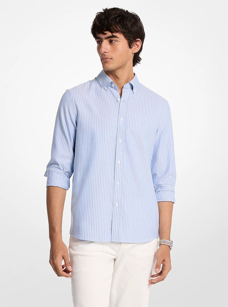 Camisa de corte cl&aacute;sico de algod&oacute;n a rayas in [3750] | Michael Kors