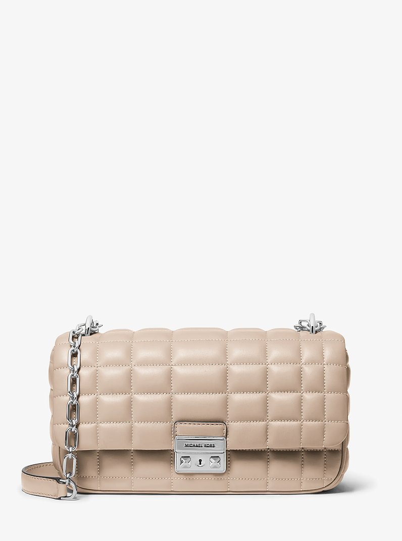 Tribeca Large Quilted Leather Shoulder Bag in LIGHT SAND | Michael Kors