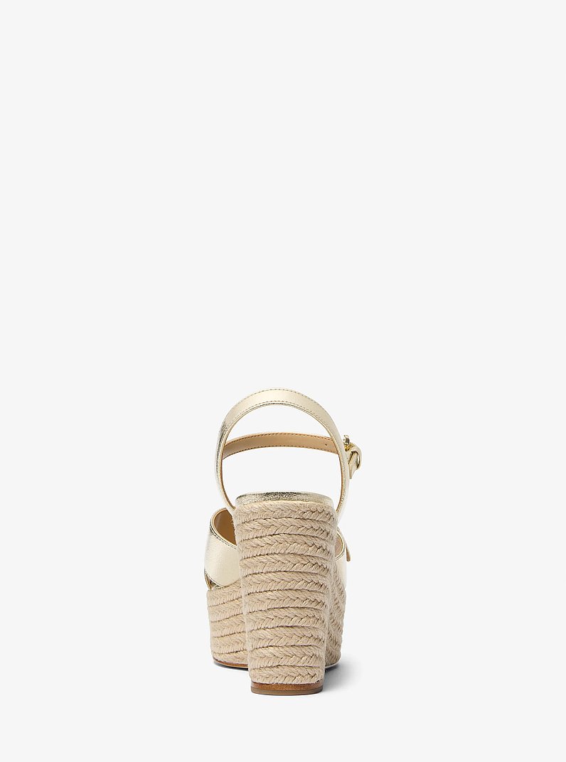 Hannah Metallic Nylon Blend Wedge Sandal in PALE GOLD | Michael Kors
