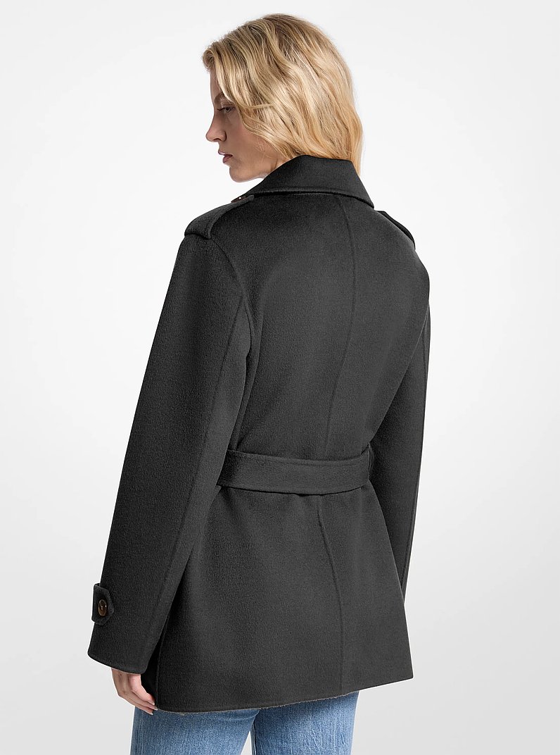 Wool Blend Belted Wrap Coat in BLACK | Michael Kors