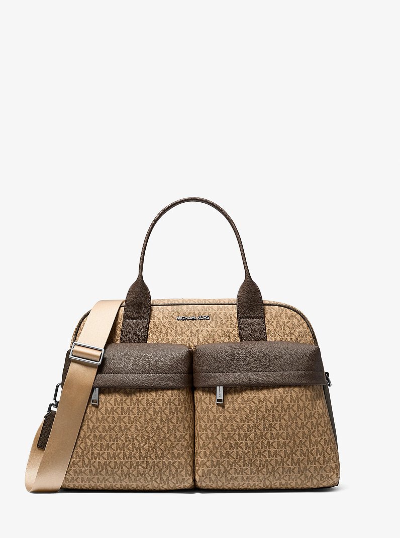 Pacey Medium Signature Logo Bowling Bag in CAMEL | Michael Kors