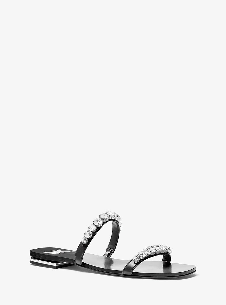 Jessa Embellished Faux Leather Sandal in BLACK | Michael Kors