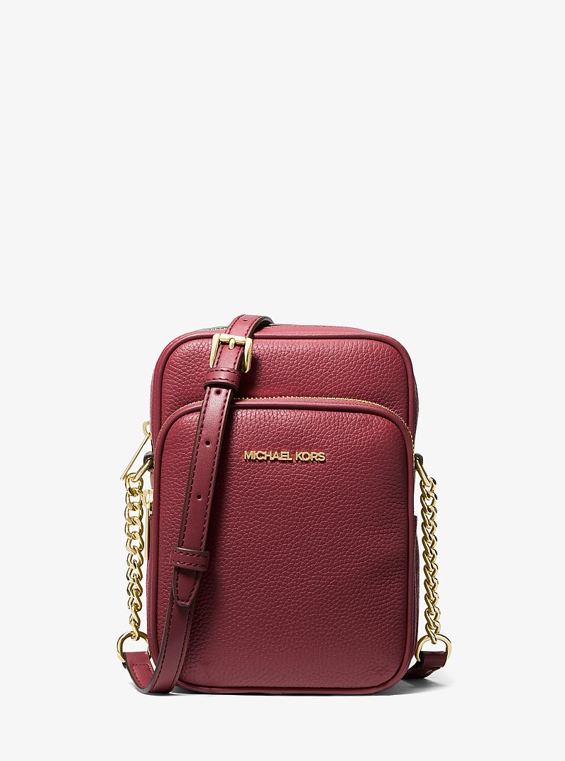 Borsa a tracolla Jet Set Travel media in pelle martellata in ROSSO SCURO | Michael Kors