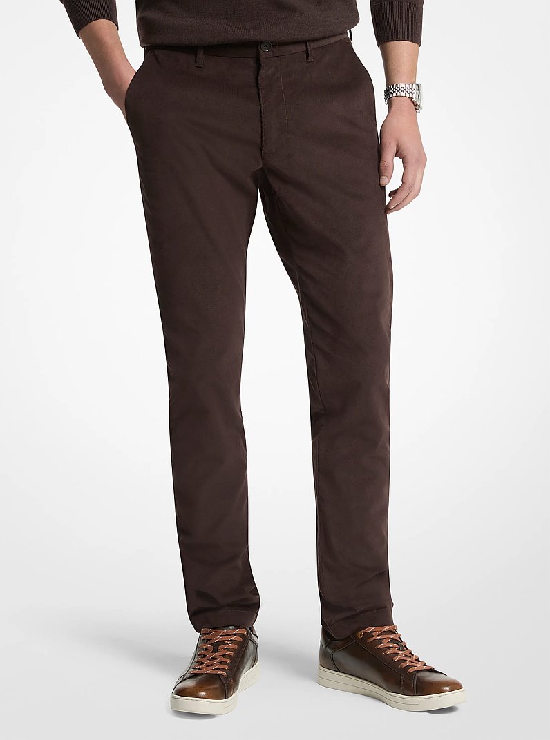 Slim-Fit Cotton Blend Corduroy Pants in CHOCOLATE | Michael Kors