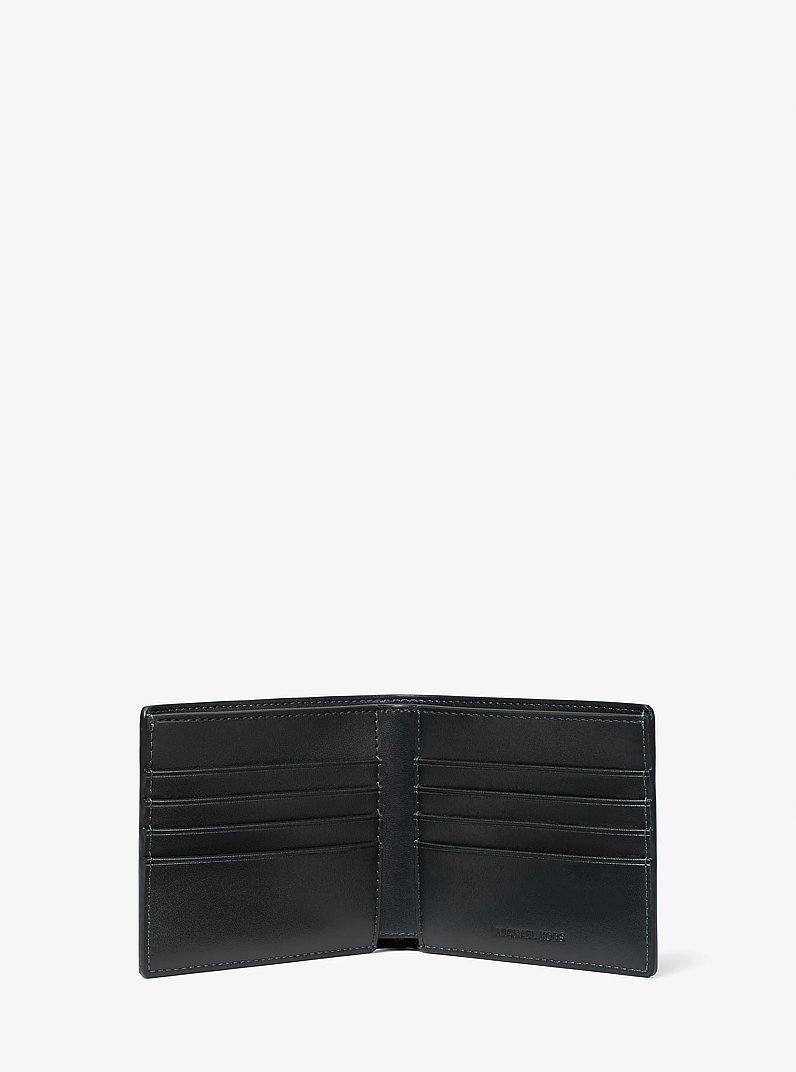 Pebbled Leather Billfold Wallet and Signature Logo Card Case Gift Set in ADMRL/PLBLUE | Michael Kors