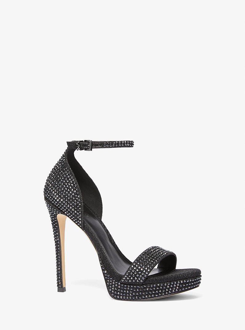 Jordyn Embellished Glitter Chain Mesh Platform Sandal