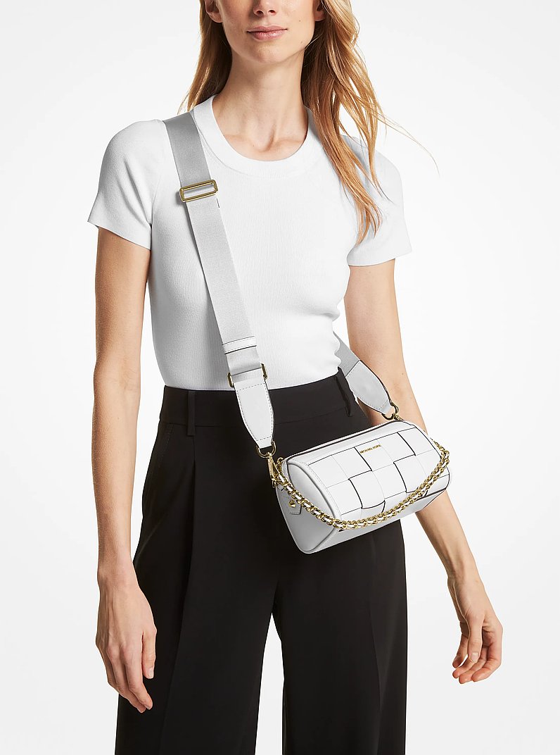 Jet Set Small Woven Leather Crossbody Bag