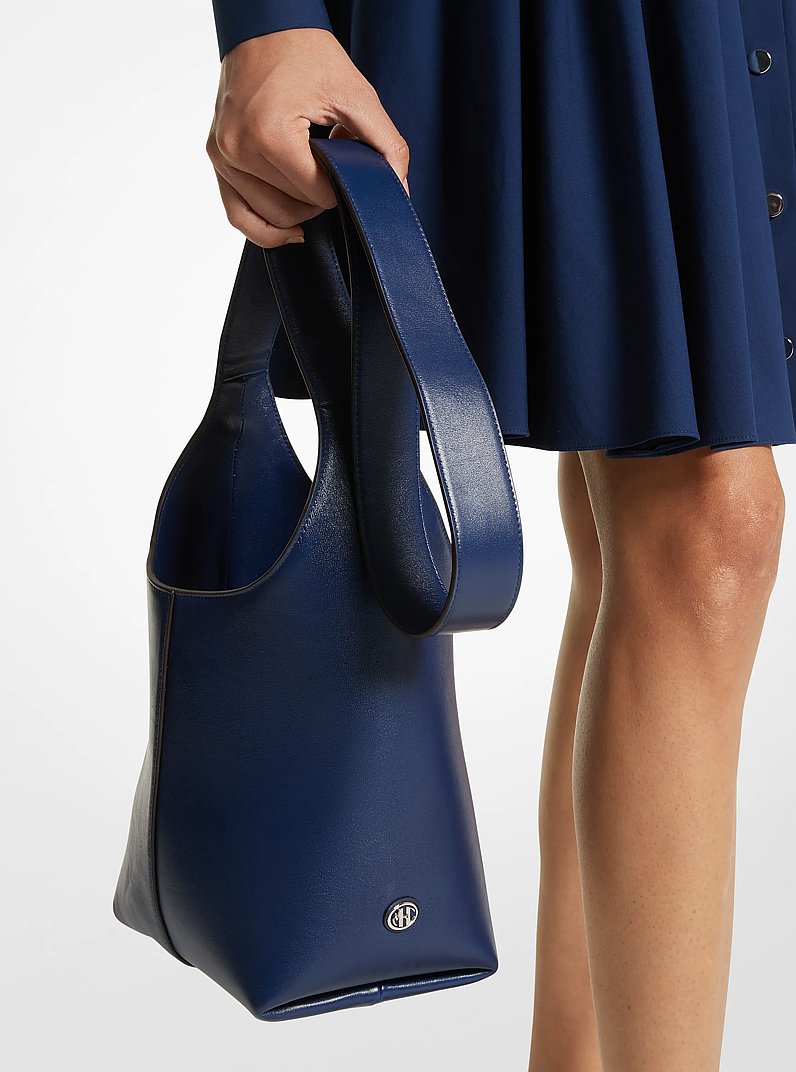Dede Mini Leather Hobo Bag in NAVY | Michael Kors
