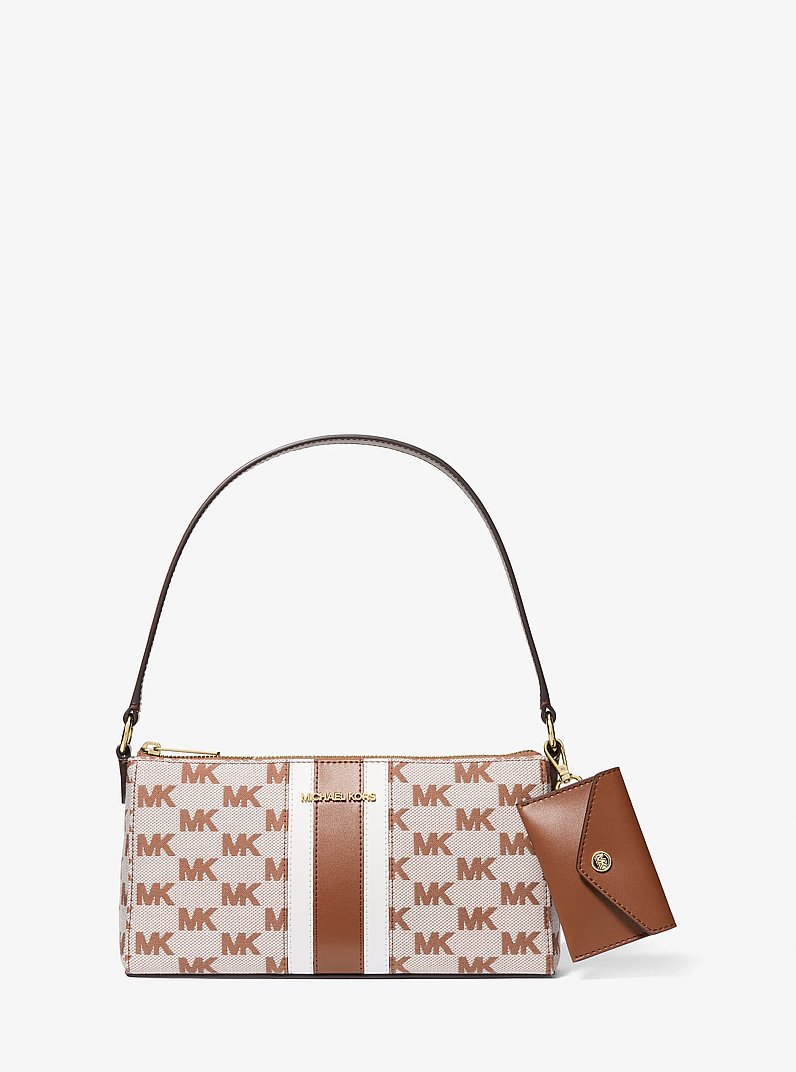 Pochette Vincent mediano en jacquard con logotipo con tarjetero in LUGGAGE | Michael Kors