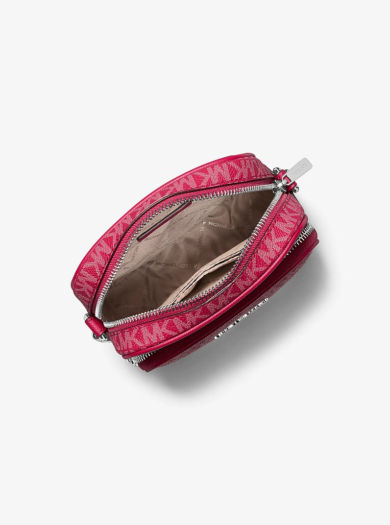 Jet Set Travel Medium Signature Logo Crossbody Bag in DK RASPBERRY | Michael Kors