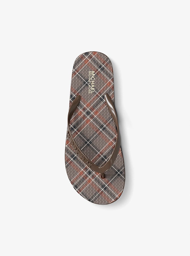 Plaid Print Flip Flop in MUSHROOM | Michael Kors