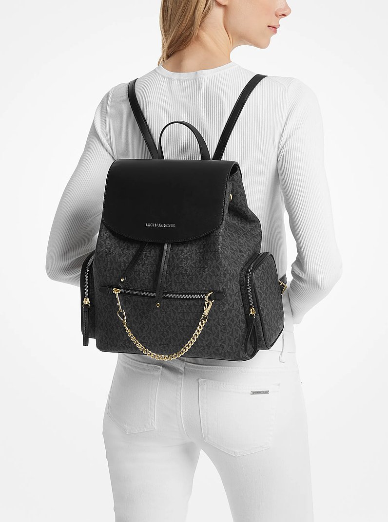Jet Set Large Logo Backpack in BLACK | Michael Kors