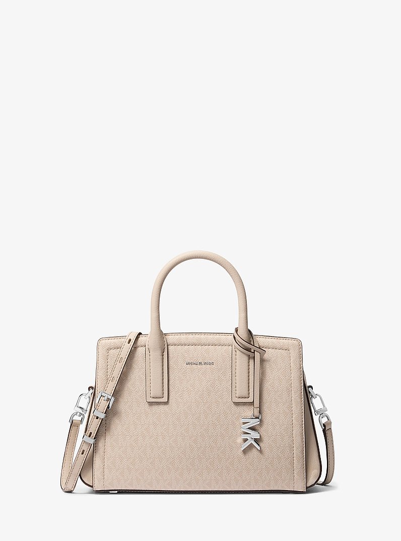 Laila Small Signature Logo Satchel in LIGHT SAND | Michael Kors