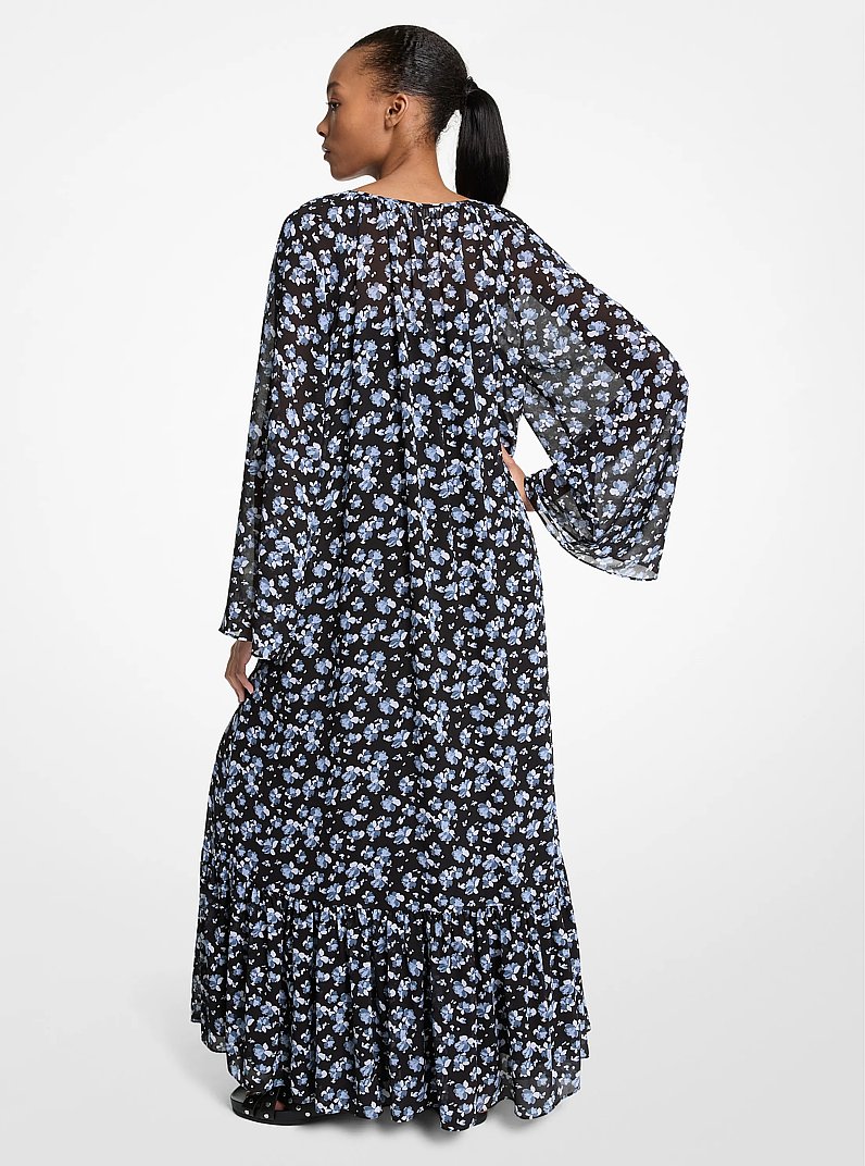 Belted Floral Georgette Maxi Dress
