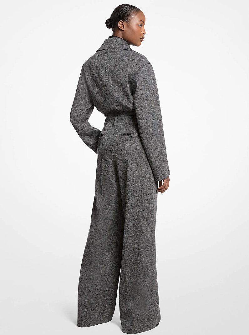 Mono de lana de sarga encubierta in NEGRO/PERLA | Michael Kors
