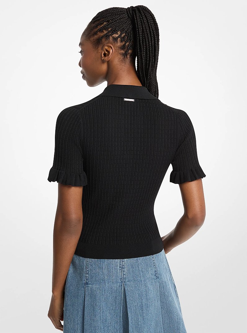 Polo de punto con volantes en las mangas in NEGRO | Michael Kors