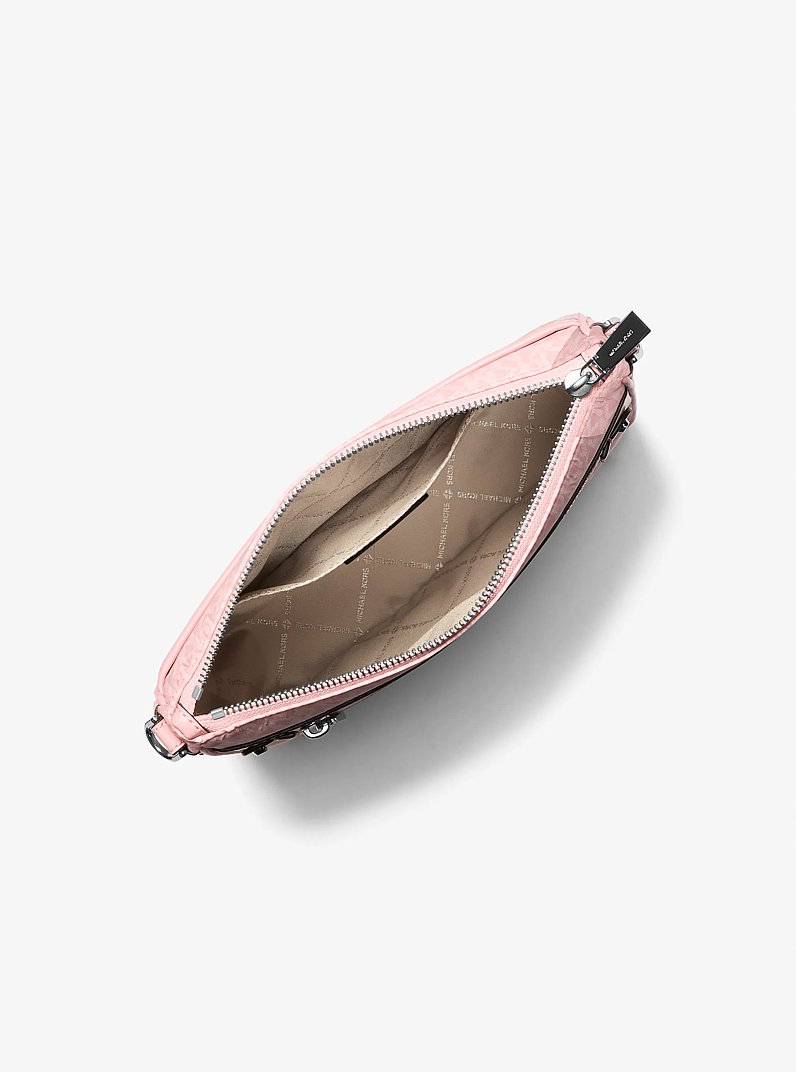 Jet Set Large Logo Print Woven Crossbody Bag in SMOKEY ROSE | Michael Kors