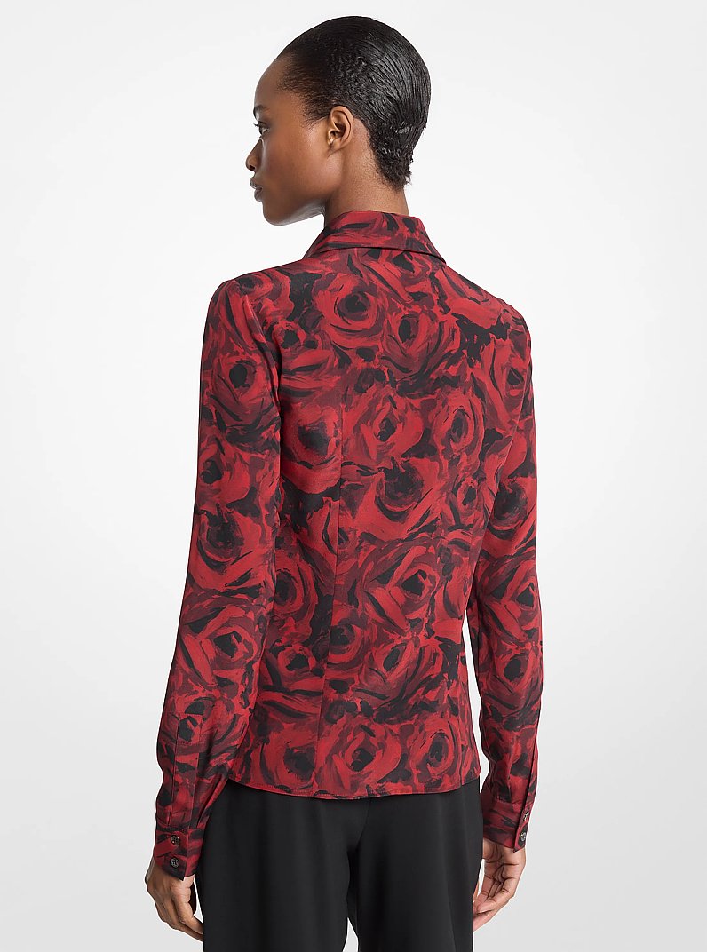 Blusa Hansen de crep&eacute; de chin&eacute; de seda con estampado floral in RUB&Iacute; | Michael Kors
