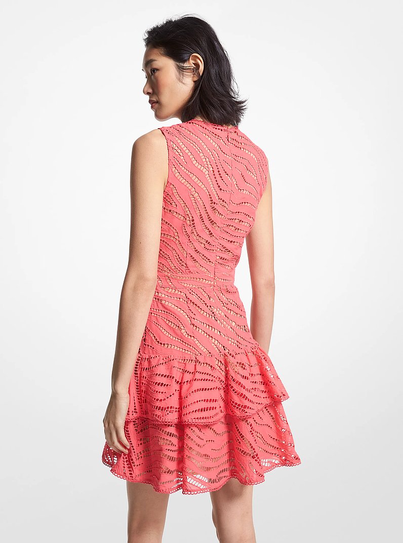 Vestido de algod&oacute;n con estampado de cebra y ojales in GERANIO | Michael Kors