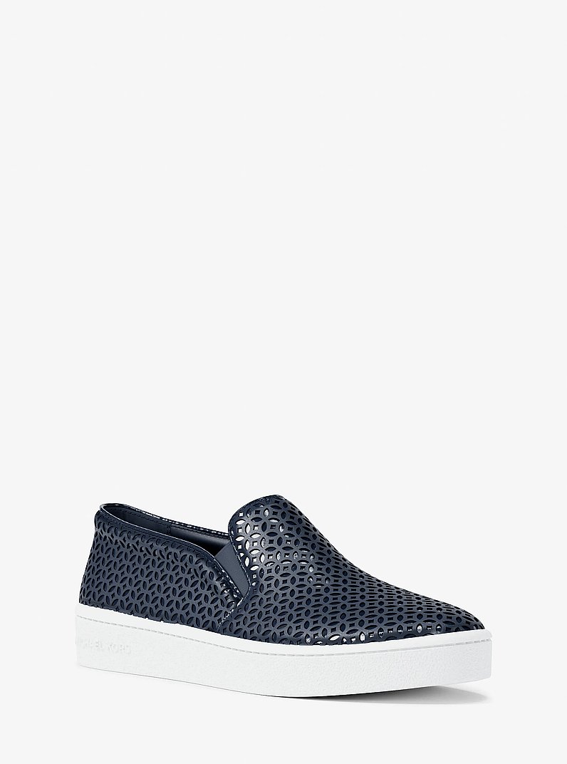Keaton Perforated Slip On Sneaker in NAVY | Michael Kors