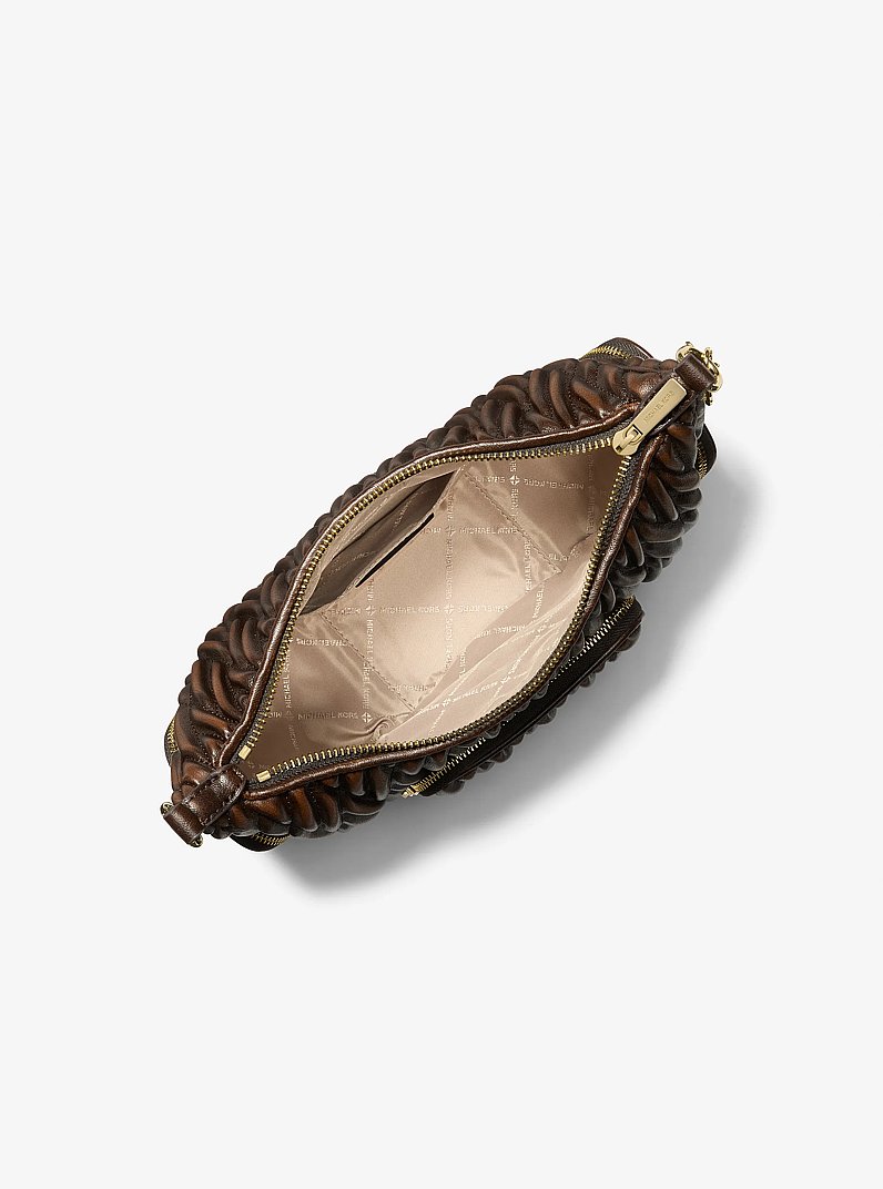 Petit sac &agrave; &eacute;paule convertible Merritt matelass&eacute; et bruni in CHOCOLAT | Michael Kors