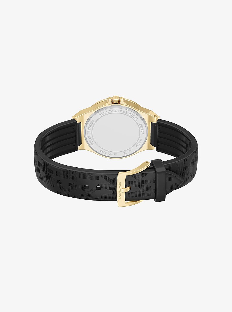 Reloj Lennox en tono dorado con incrustaciones de pav&eacute; y correa con logotipo in NEGRO | Michael Kors