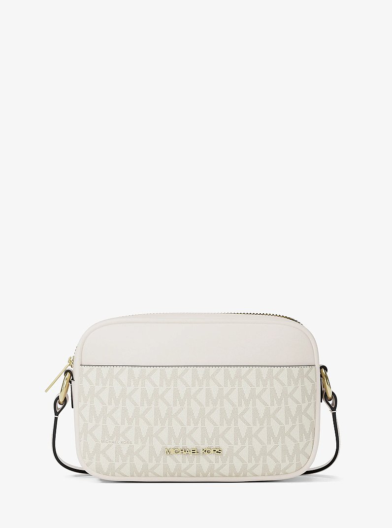 Petit sac &agrave; bandouli&egrave;re pour cam&eacute;ra Jet Set &agrave; logo Signature in CR&Egrave;ME MULTI L&Eacute;GER | Michael Kors