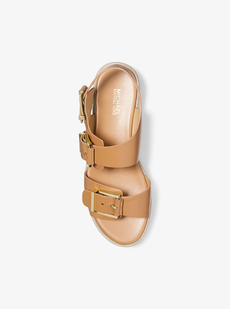 Colby Leather Flatform Sandal in PALE PEANUT - Sale | Michael Kors