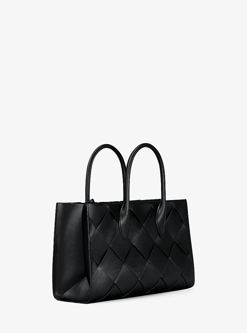 Gewebte Henkeltasche Mirella Medium in SCHWARZ | Michael Kors
