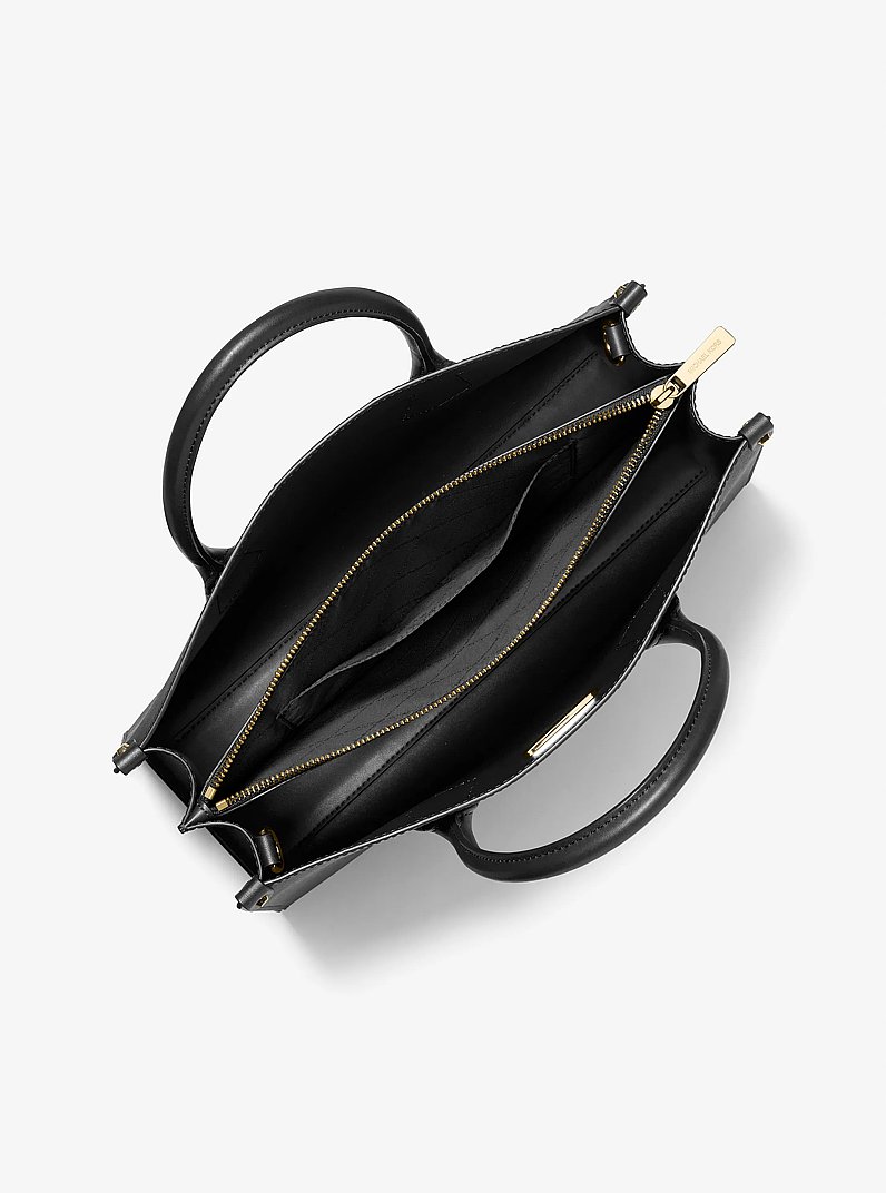Maple Large Pebbled Leather Satchel in BLACK | Michael Kors