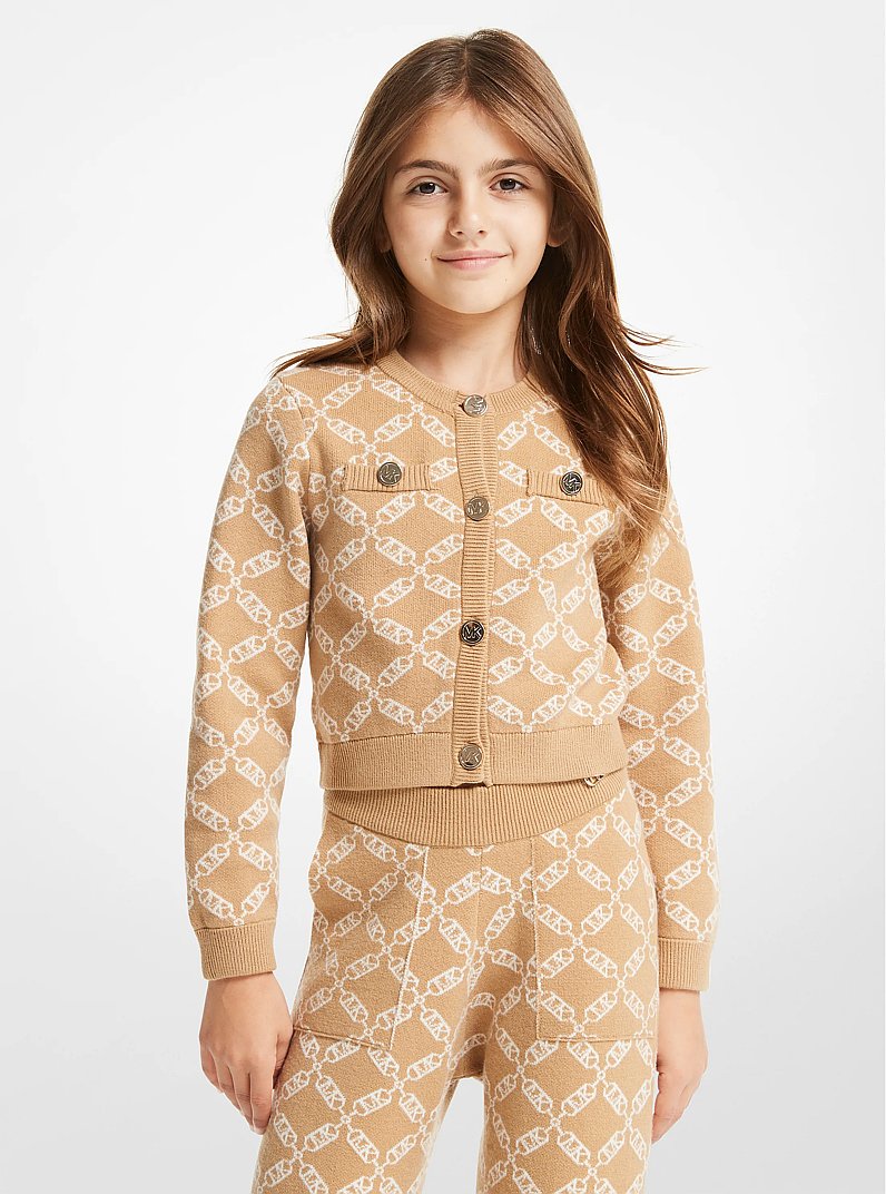 Cardigan en tricot imprim&eacute; &agrave; logo Empire in POIL DE CHAMEAU | Michael Kors