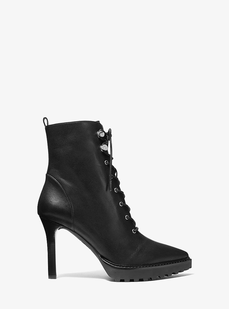 Kyle Leather Lace-Up Boot in BLACK | Michael Kors