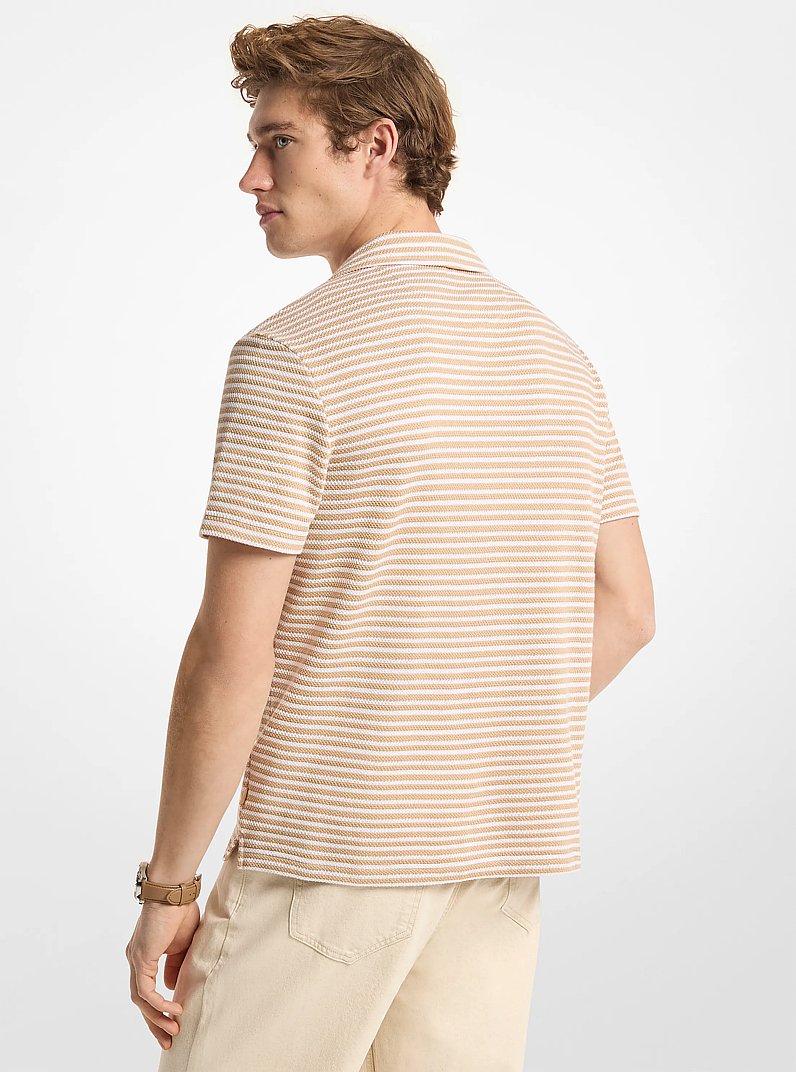 Johnny Striped Jacquard Polo Shirt in KHAKI | Michael Kors