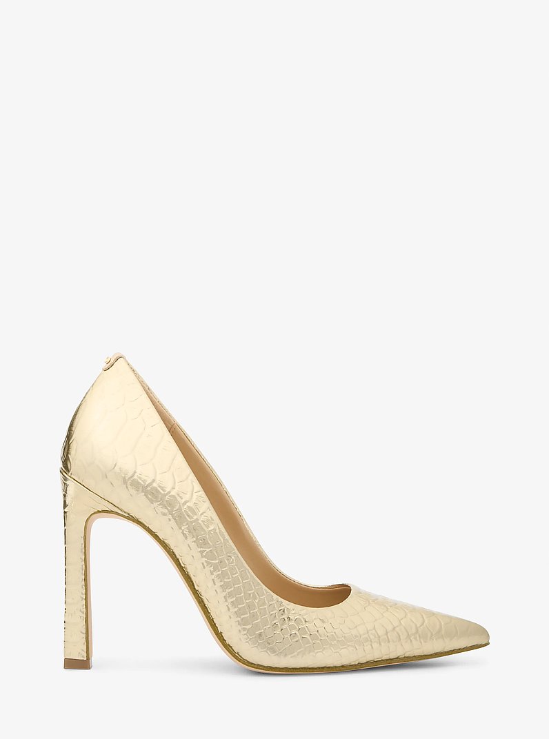 Amara Metallic Snake Embossed Leather Pump in PALE GOLD | Michael Kors
