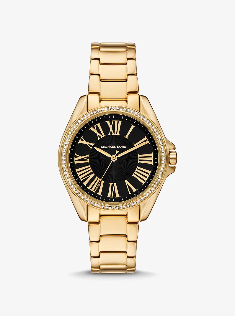 Kaycie Pav&eacute; Gold-Tone Watch